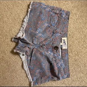 Paisley Pattern Denim/Khaki Short Shorts